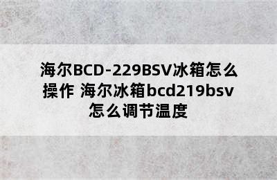 海尔BCD-229BSV冰箱怎么操作 海尔冰箱bcd219bsv怎么调节温度